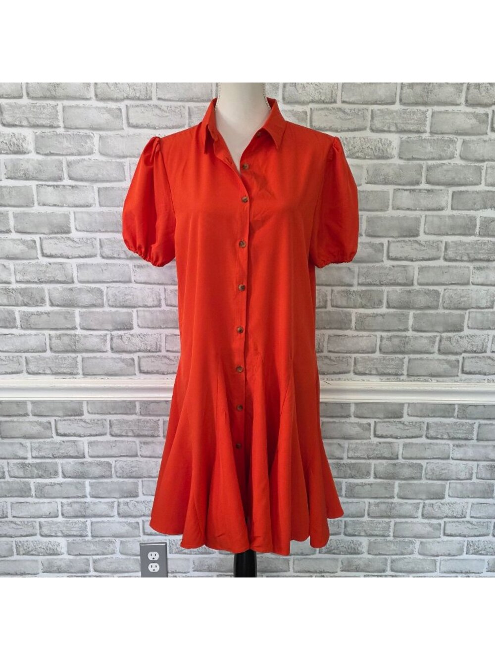 Petal + Pup NWT Orange Mini Dress Puff Sleeve Collared Fit & Flare Sporty